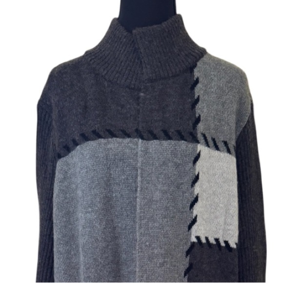 Joseph A Patchwork Open Front Cardigan Charcoal Knit Sweater, Size L, NWT - Picture 8 of 12